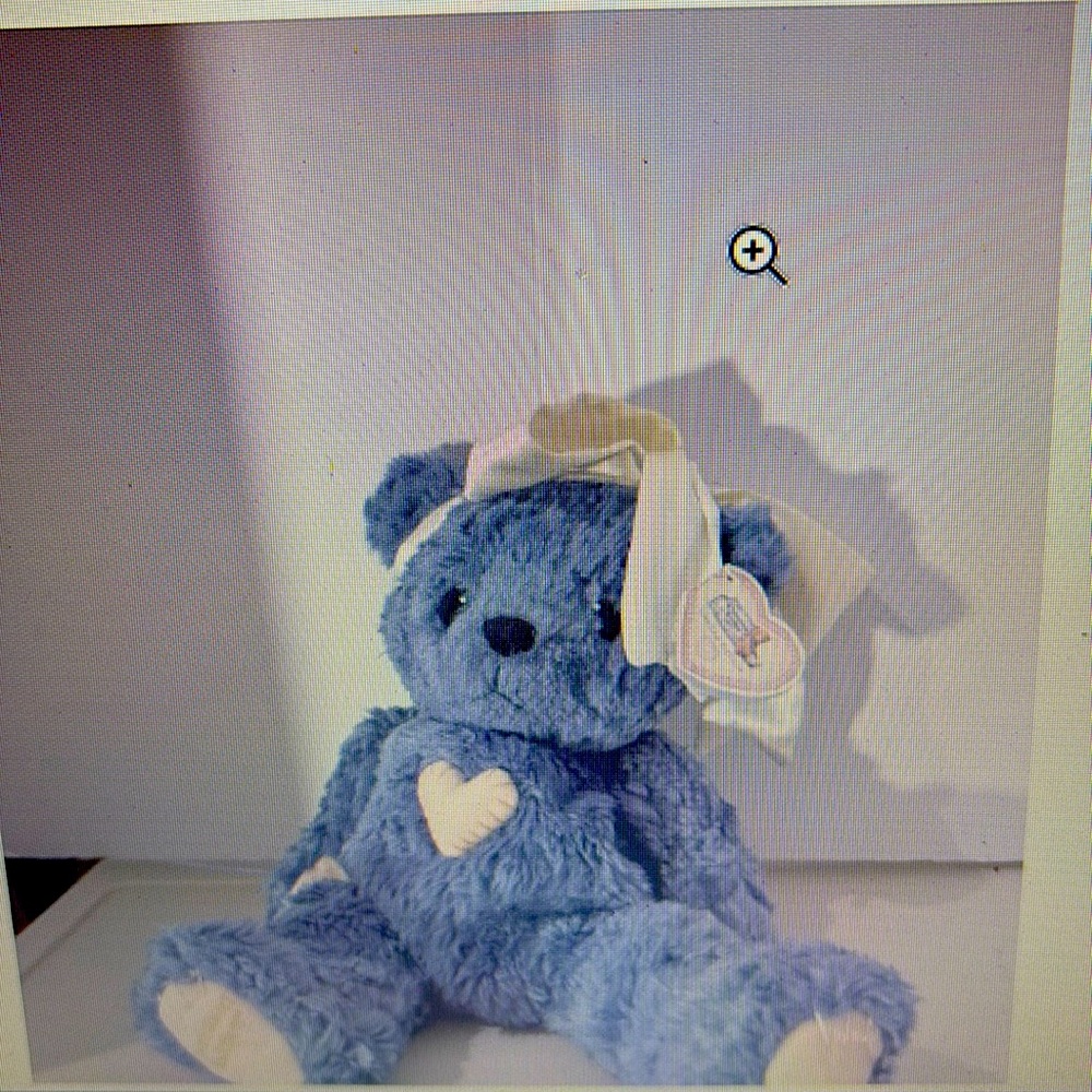 Vtg cherished teddie blue enesco plush bear